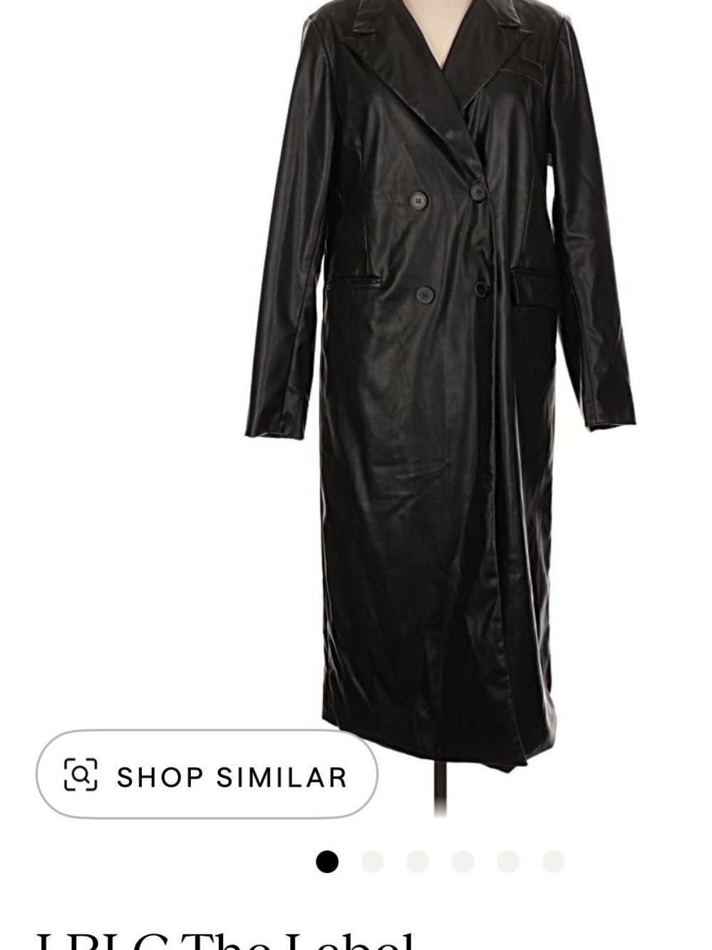 LBLC The Label Faux Leather Trench Coat Black L